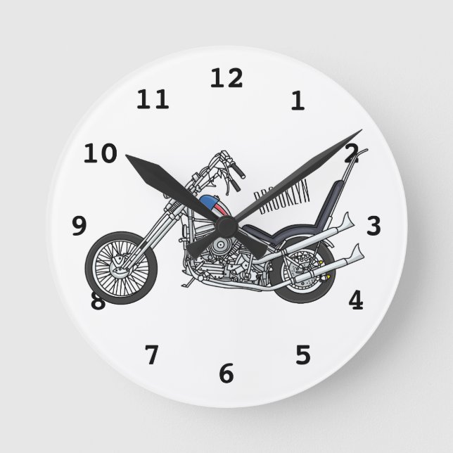 Reloj Redondo Mediano Ilustracion personalizado Chopper Motorcycle 1950 (Anverso)