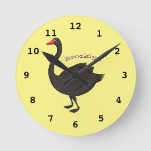 Reloj Redondo Mediano Ilustracion personalizado cisne negro