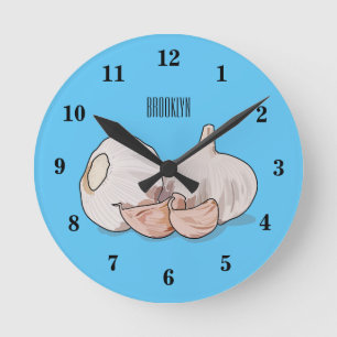 Reloj Redondo Mediano Ilustracion personalizado de ajo