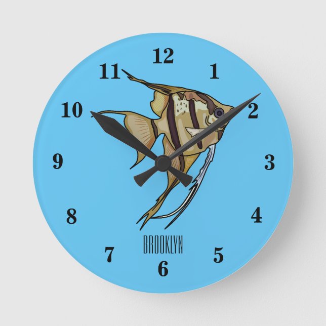 Reloj Redondo Mediano Ilustracion personalizado de Angelfish (Anverso)