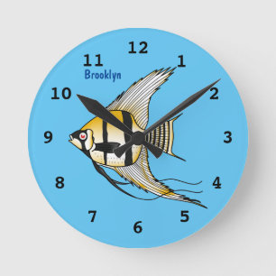 Reloj Redondo Mediano Ilustracion personalizado de angelotes a rayas