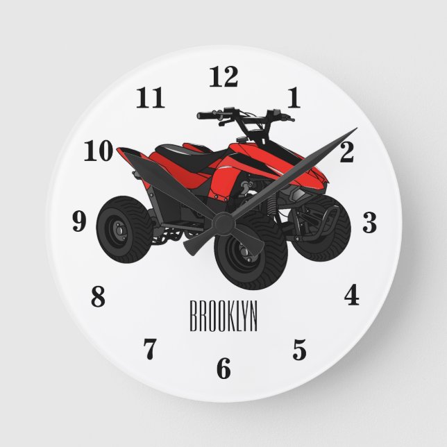 Reloj Redondo Mediano Ilustracion personalizado de atv de cuatro bicicle (Anverso)