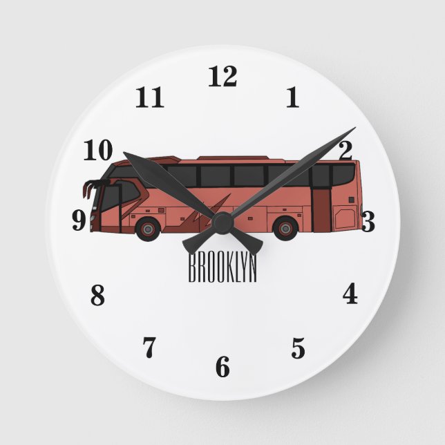 Reloj Redondo Mediano Ilustracion personalizado de autobús (Anverso)