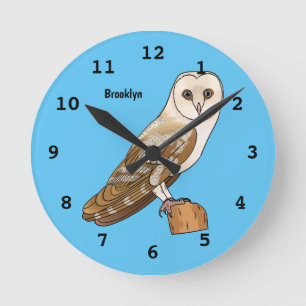 Reloj Redondo Mediano Ilustracion personalizado de aves de búho de Barn