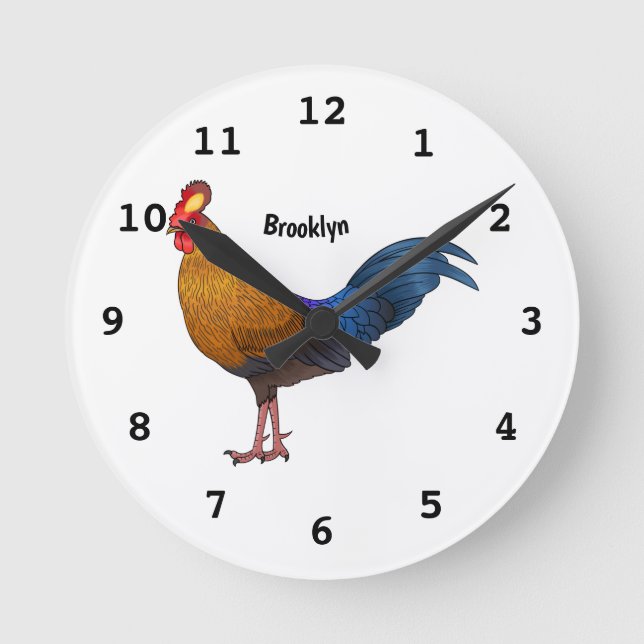 Reloj Redondo Mediano Ilustracion personalizado de aves de Sri Lanka  (Anverso)
