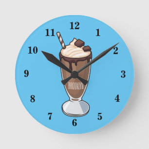 Reloj Redondo Mediano Ilustracion personalizado de batido de chocolate