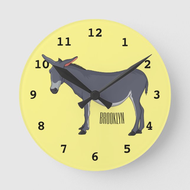Reloj Redondo Mediano Ilustracion personalizado de burro (Anverso)