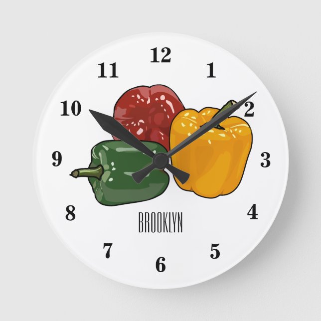 Reloj Redondo Mediano Ilustracion personalizado de Capsicum (Anverso)