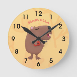 Reloj Redondo Mediano Ilustracion personalizado de capybara ukulele cant