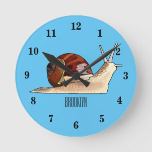 Reloj Redondo Mediano Ilustracion personalizado de caracoles