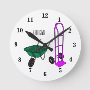 Reloj Redondo Mediano Ilustracion personalizado de carretillas y carrito