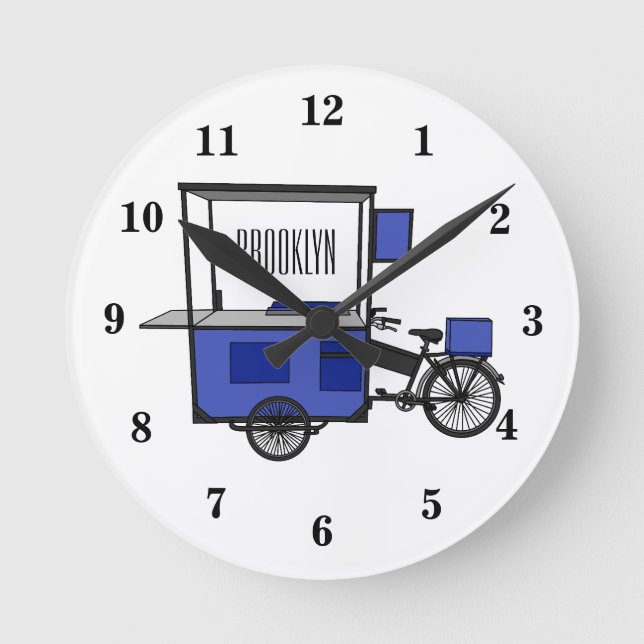 Reloj Redondo Mediano Ilustracion personalizado de carrito de alimentos (Anverso)