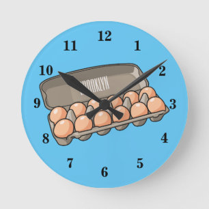 Reloj Redondo Mediano Ilustracion personalizado de cartón de huevo