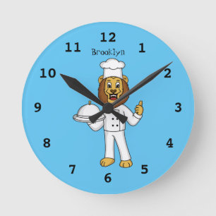 Reloj Redondo Mediano Ilustracion personalizado de chef de un bonito leó
