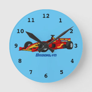 Reloj Redondo Mediano Ilustracion personalizado de coches de carreras de