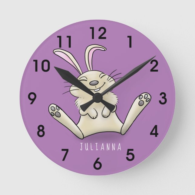 Reloj Redondo Mediano ilustracion personalizado de conejo de conejo (Anverso)