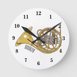 Reloj Redondo Mediano Ilustracion personalizado de cuerno francés