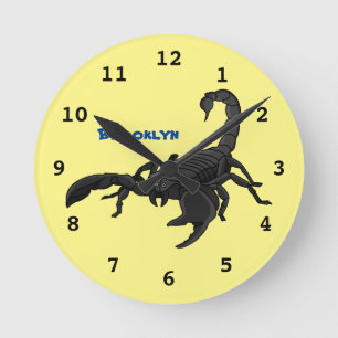 Reloj Redondo Mediano Ilustracion personalizado de escorpión hambriento