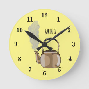 Reloj Redondo Mediano Ilustracion personalizado de estopa o hervidor de 