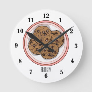 Reloj Redondo Mediano Ilustracion personalizado de galletas de chocolate