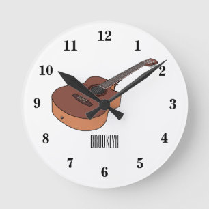Reloj Redondo Mediano Ilustracion personalizado de guitarra acústica