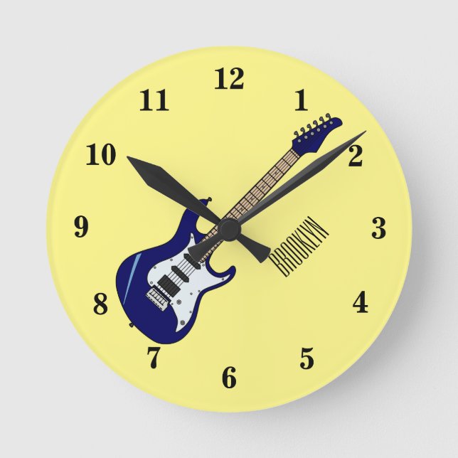 Reloj Redondo Mediano Ilustracion personalizado de guitarra eléctrica (Anverso)