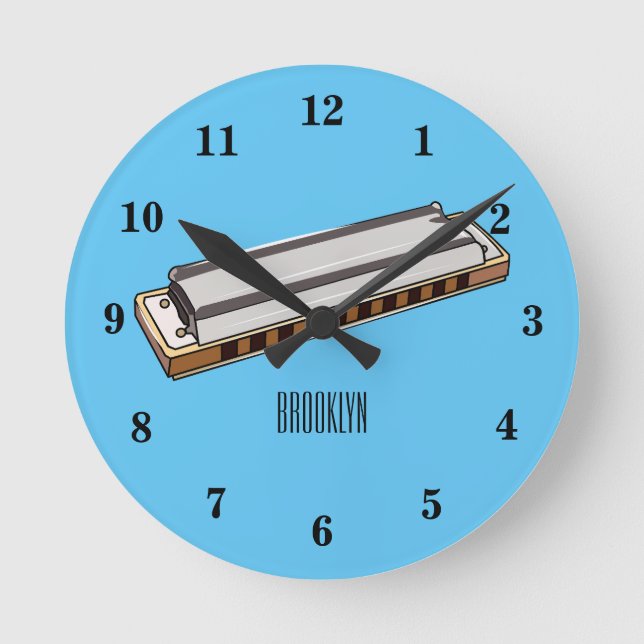 Reloj Redondo Mediano Ilustracion personalizado de Harmonica (Anverso)