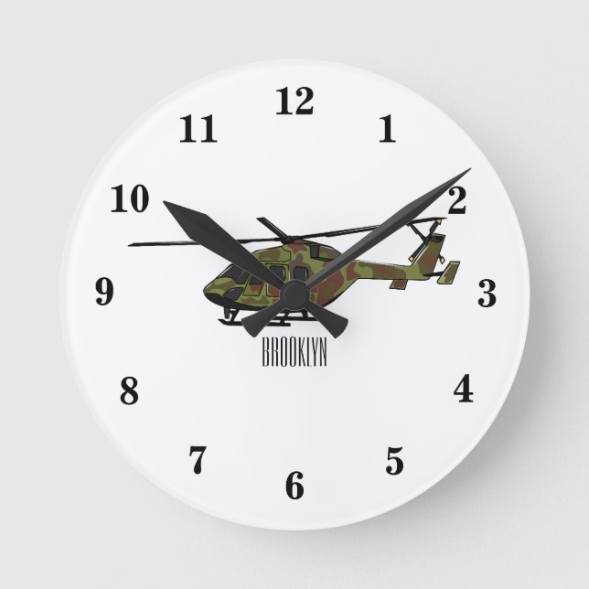 Reloj Redondo Mediano Ilustracion personalizado de helicópteros del ejér (Anverso)