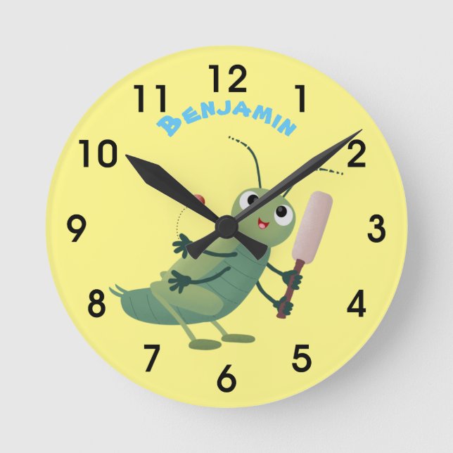 Reloj Redondo Mediano Ilustracion personalizado de insectos de cricket v (Anverso)