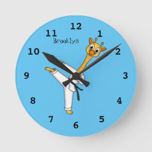Reloj Redondo Mediano Ilustracion personalizado de Kung Fu giraffe