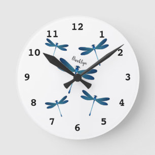Reloj Redondo Mediano Ilustracion personalizado de la libélula