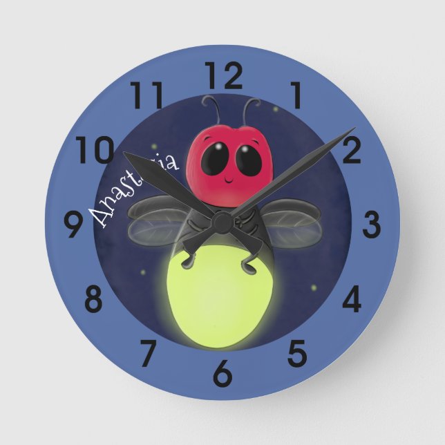 Reloj Redondo Mediano Ilustracion personalizado de luciérnaga de bichos  (Anverso)