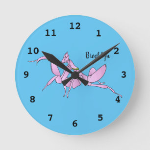 Reloj Redondo Mediano Ilustracion personalizado de mantis orquídea
