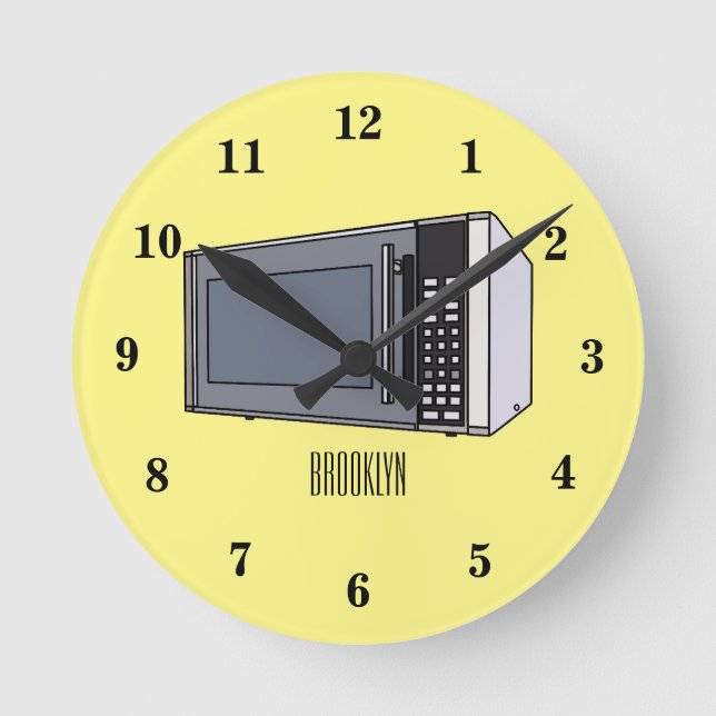 Reloj Redondo Mediano Ilustracion personalizado de microondas (Anverso)