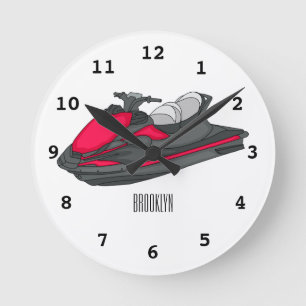 Reloj Redondo Mediano Ilustracion personalizado de moto acuática