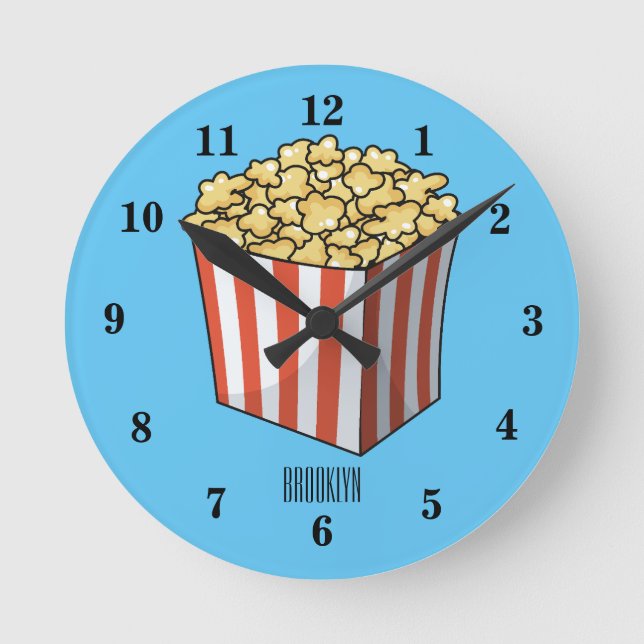 Reloj Redondo Mediano Ilustracion personalizado de palomitas (Anverso)