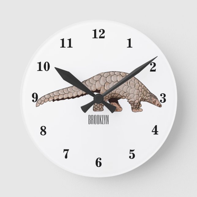 Reloj Redondo Mediano Ilustracion personalizado de Pangolin (Anverso)