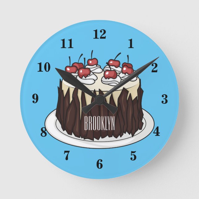 Reloj Redondo Mediano Ilustracion personalizado de pasteles de la Selva  (Anverso)