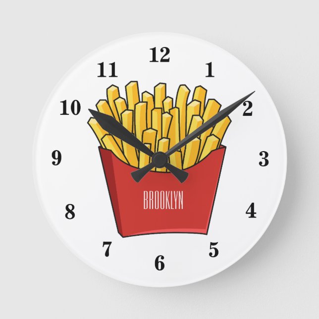 Reloj Redondo Mediano Ilustracion personalizado de patatas fritas (Anverso)