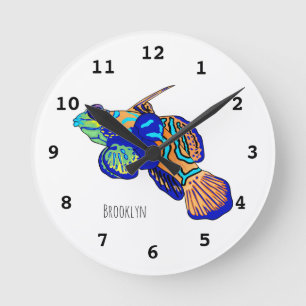 Reloj Redondo Mediano Ilustracion personalizado de peces mandarínicos