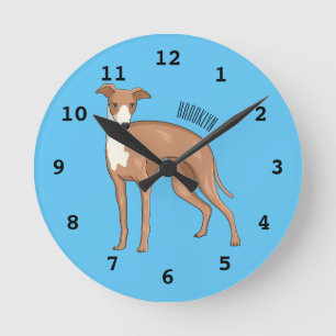 Reloj Redondo Mediano Ilustracion personalizado de perro de Greyhound