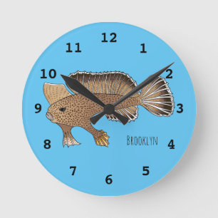 Reloj Redondo Mediano Ilustracion personalizado de pez mano
