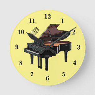 Reloj Redondo Mediano Ilustracion personalizado de piano