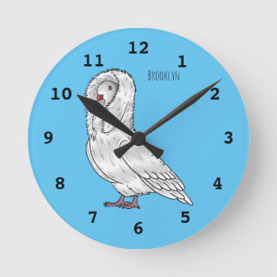 Reloj Redondo Mediano Ilustracion personalizado de pichón de Jacobin
