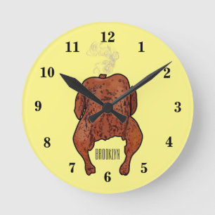 Reloj Redondo Mediano Ilustracion personalizado de pollo asado