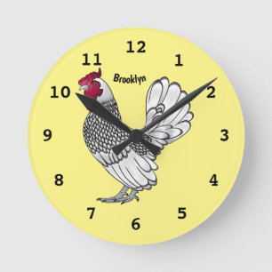 Reloj Redondo Mediano Ilustracion personalizado de pollo de Sebright