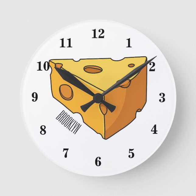 Reloj Redondo Mediano Ilustracion personalizado de queso (Anverso)