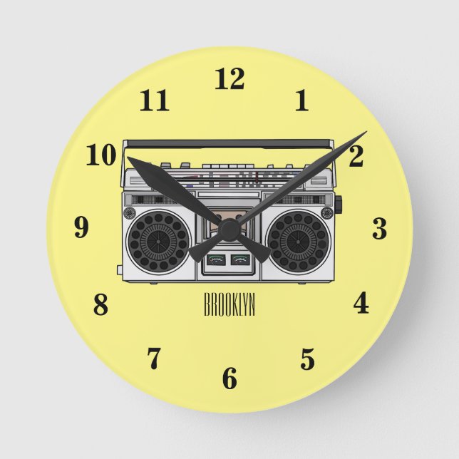 Reloj Redondo Mediano Ilustracion personalizado de radio (Anverso)