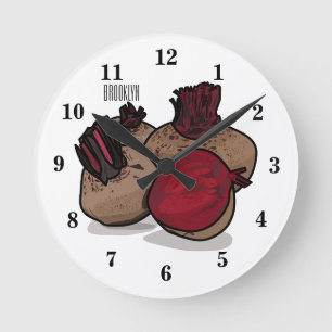 Reloj Redondo Mediano Ilustracion personalizado de remolacha