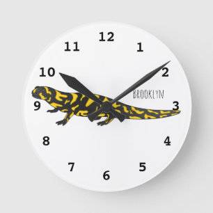 Reloj Redondo Mediano Ilustracion personalizado de salamandra tigre
